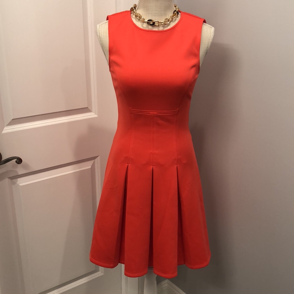 Ted Baker Coral Pleated Sheath Cocktail Dress